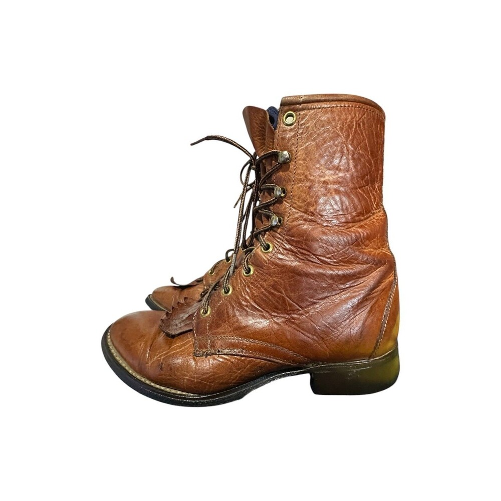 Vintage Laredo Kiltie Ankle Mens Lace Up Boots Size 7 D Biltrite Work Cowboy